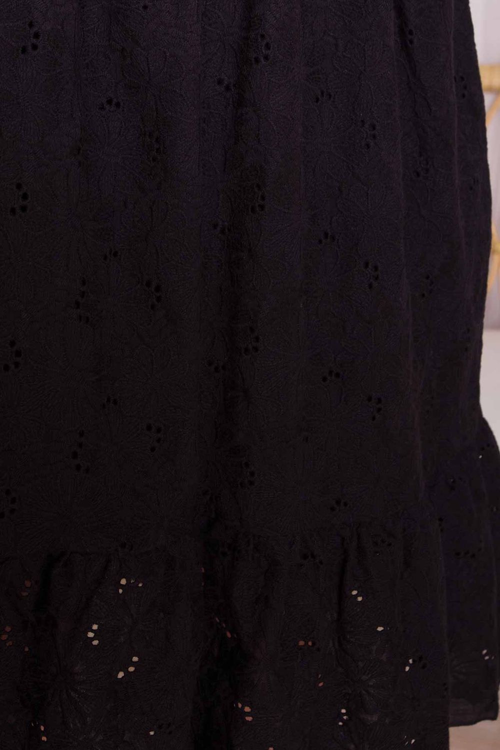 Женский сарафан из прошвы черный - фото