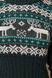 Теплый зимний свитер под горло с оленями зеленый, M(46)