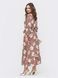 Льняное платье миди с цветочным принтом коричневое, XL(50)