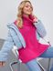 Объемный вязаный свитер с горлом розового цвета, 44-50