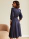 Шелковое платье миди синего цвета в горошек, XL(50)