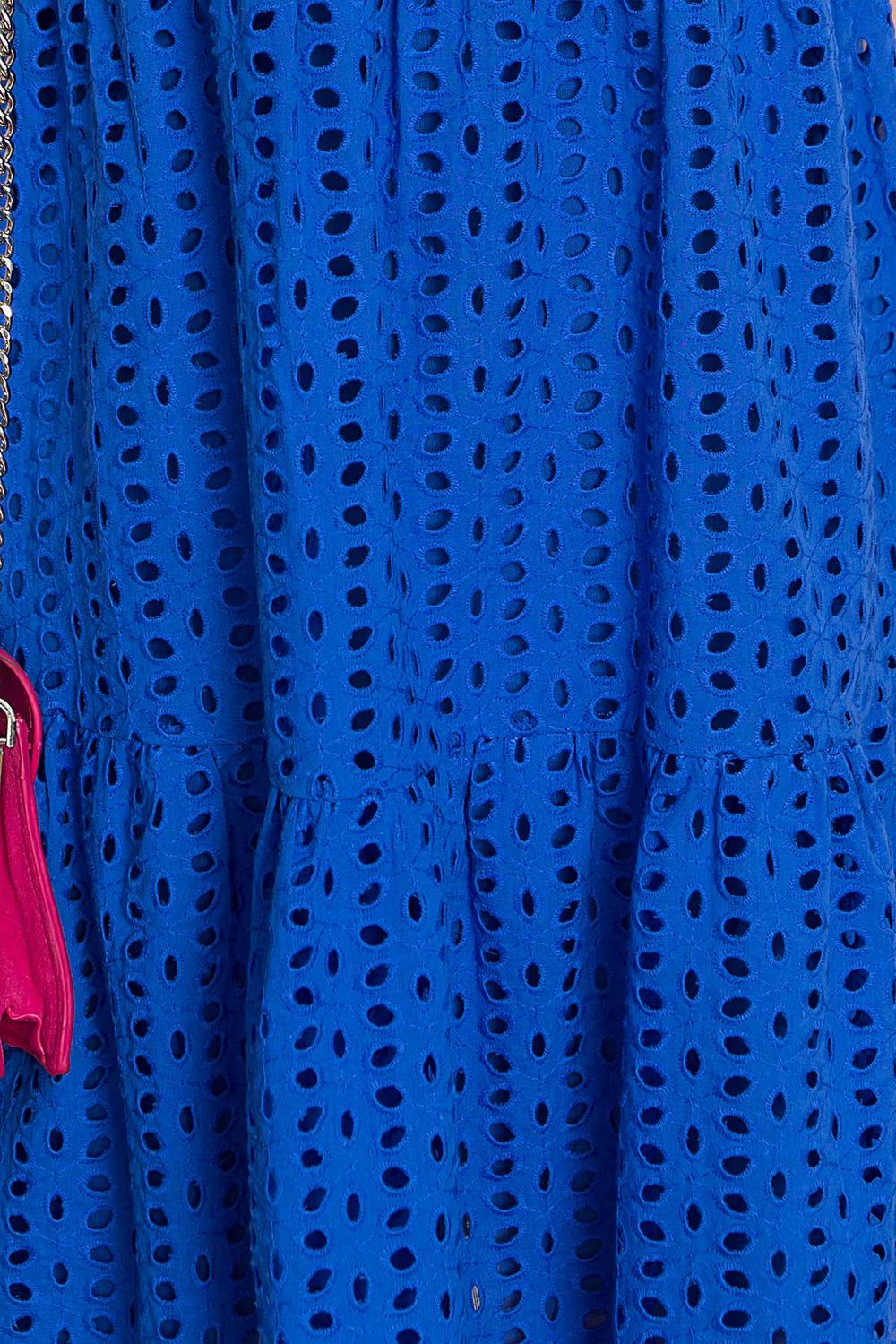 Женский сарафан из прошвы с высокой талией синий - фото