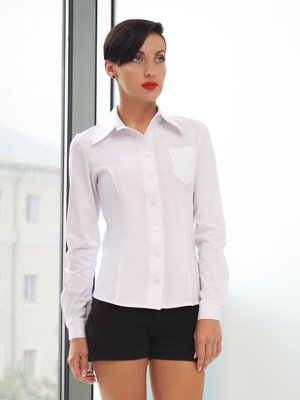 Класична біла жіноча сорочка - фото