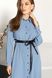 Легкое весеннее платье-рубашка с поясом голубое, XL(50)