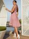 Льняное платье на запах с удлиненной спинкой розовое, S(44)