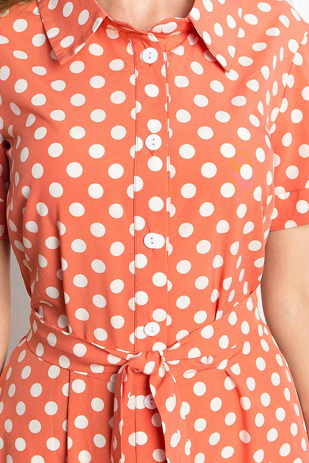 Літнє плаття сорочка довжиною підлогу в горошок - фото