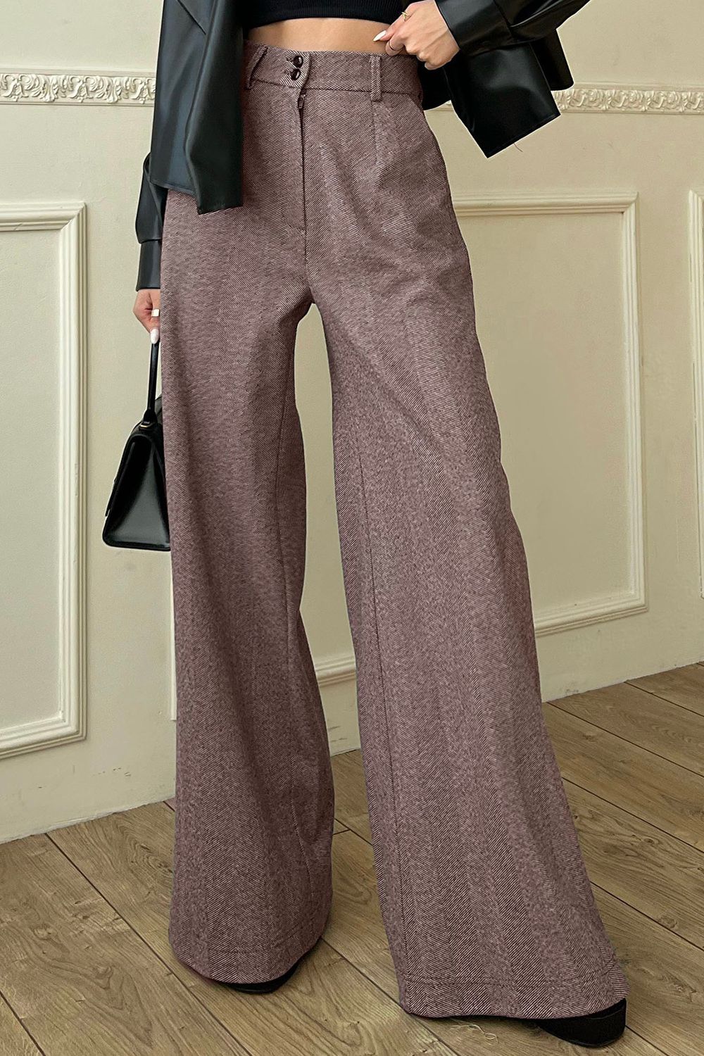 Теплые женские брюки палаццо на осень - фото