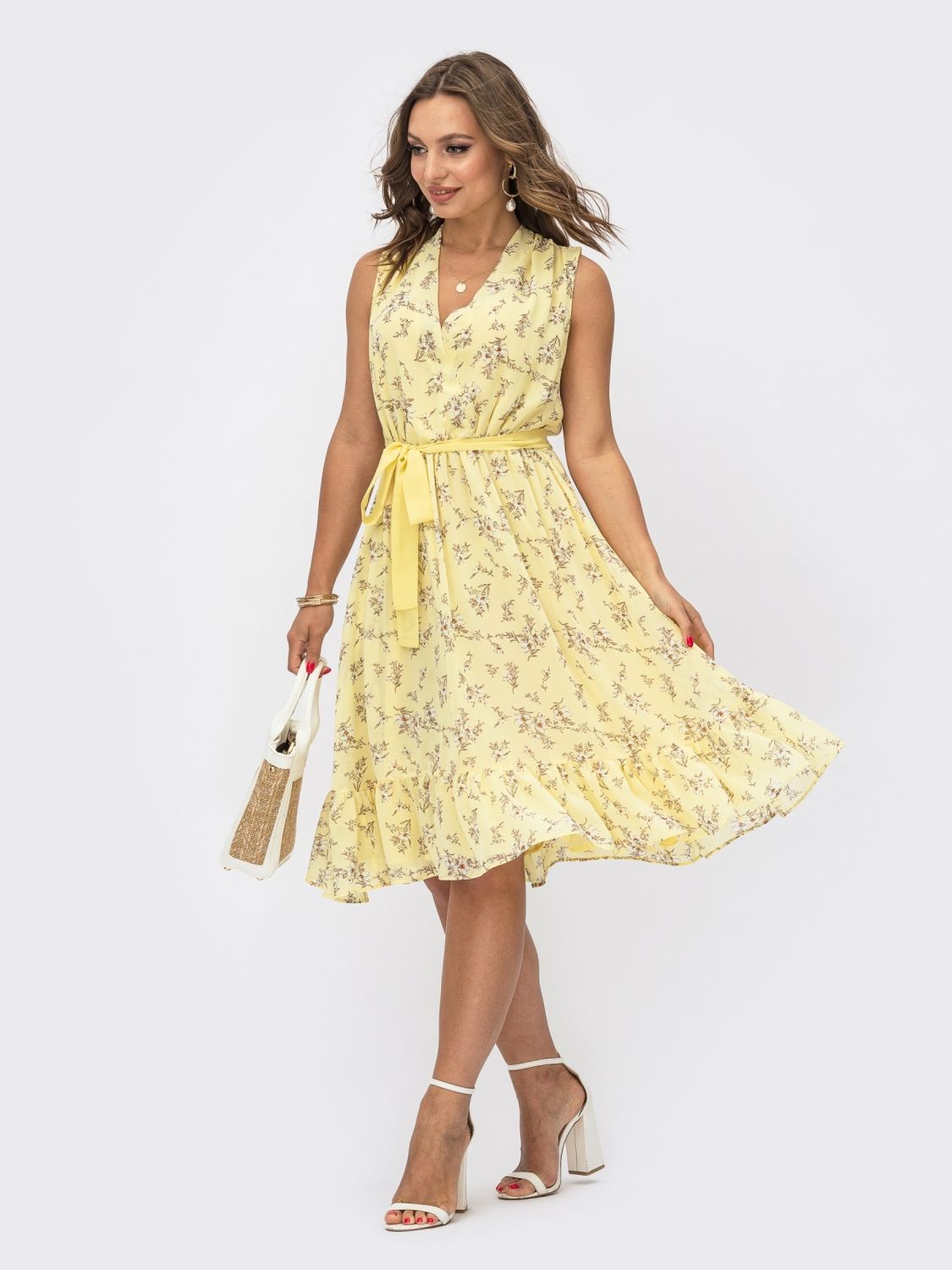 Легка шифонова сукня на літо жовта - фото