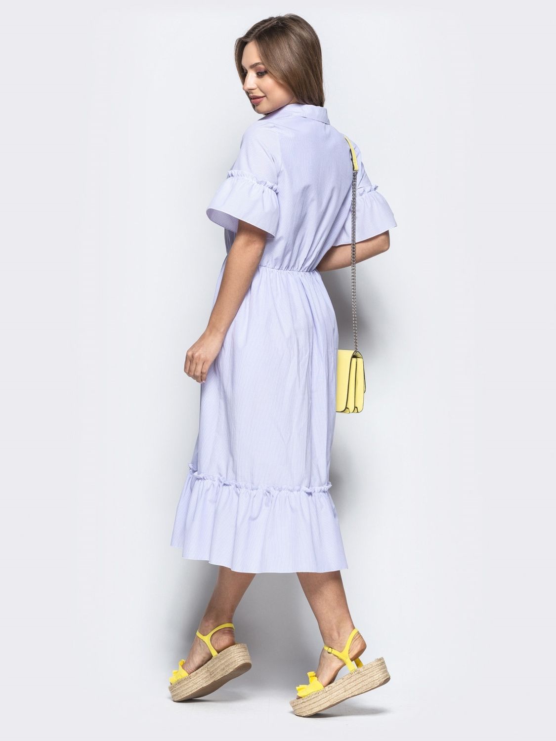Легка сукня-сорочка з бавовни у дрібну смужку - фото