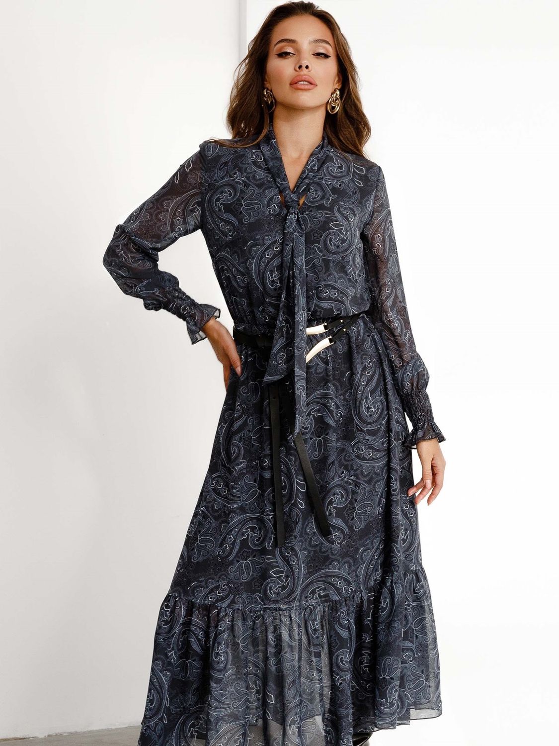 Жіноча сукня із шифону з принтом - фото