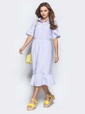 Легка сукня-сорочка з бавовни у дрібну смужку - фото