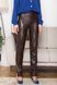 Женские кожаные штаны со стрелками коричневые, 54