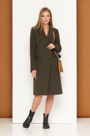 Кашемірове жіноче пальто двубортное класичне - фото