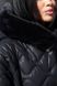 Зимове стьобане пальто чорного кольору з хутром, L-XL