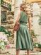 Льняное платье-миди без рукавов цвета хаки, 52