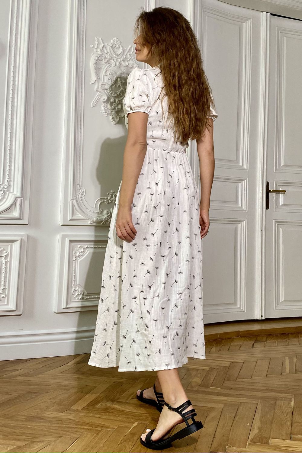 Літнє плаття сорочка з бавовни з принтом - фото
