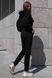 Прогулянковий спортивний костюм чорного кольору з капюшоном, L(48)