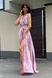 Элегантное длинное платье на запах с принтом розовое, XL(50)