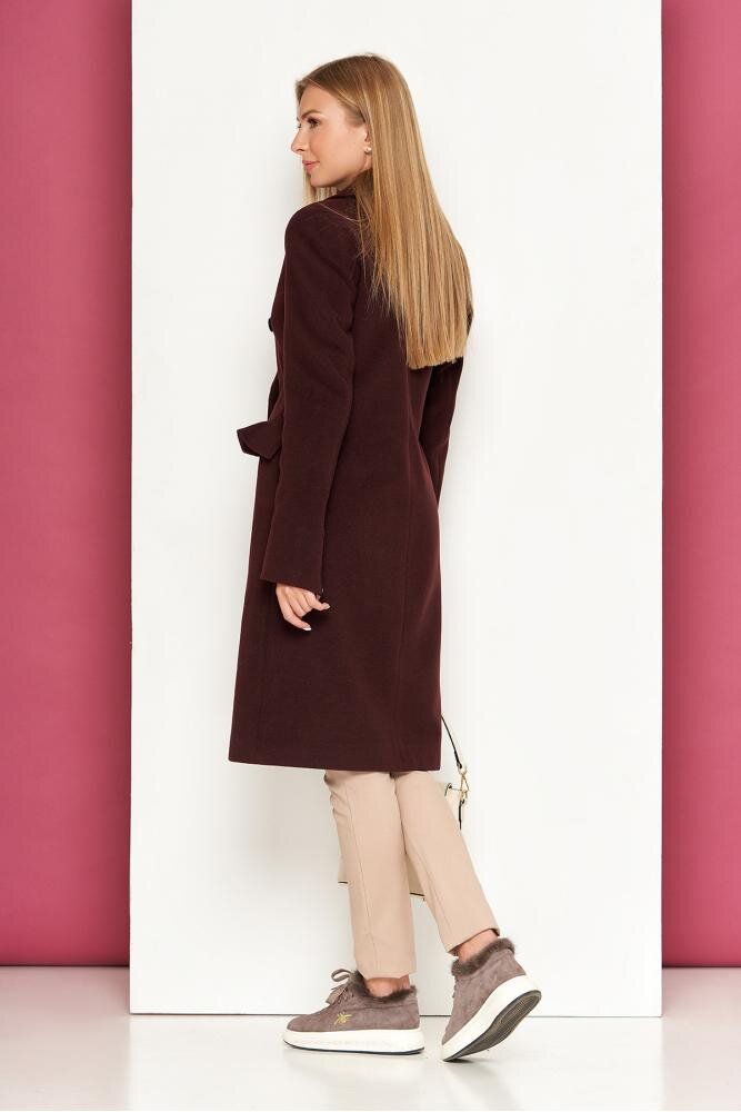 Женское кашемировое пальто демисезонное бордовое - фото