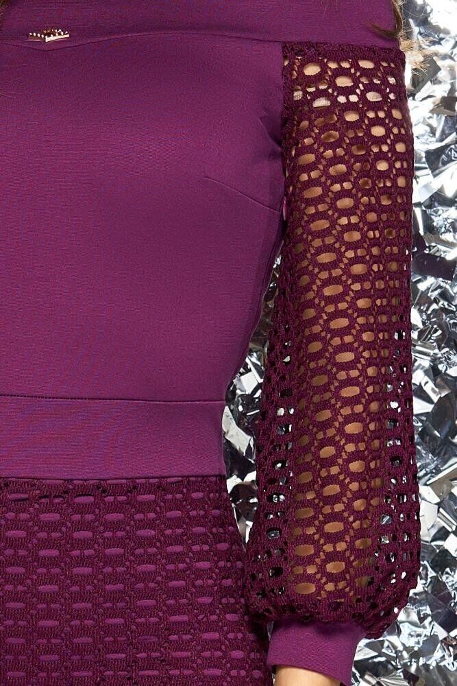 Ошатна відверта сукня з відкритими плечима бордова - фото