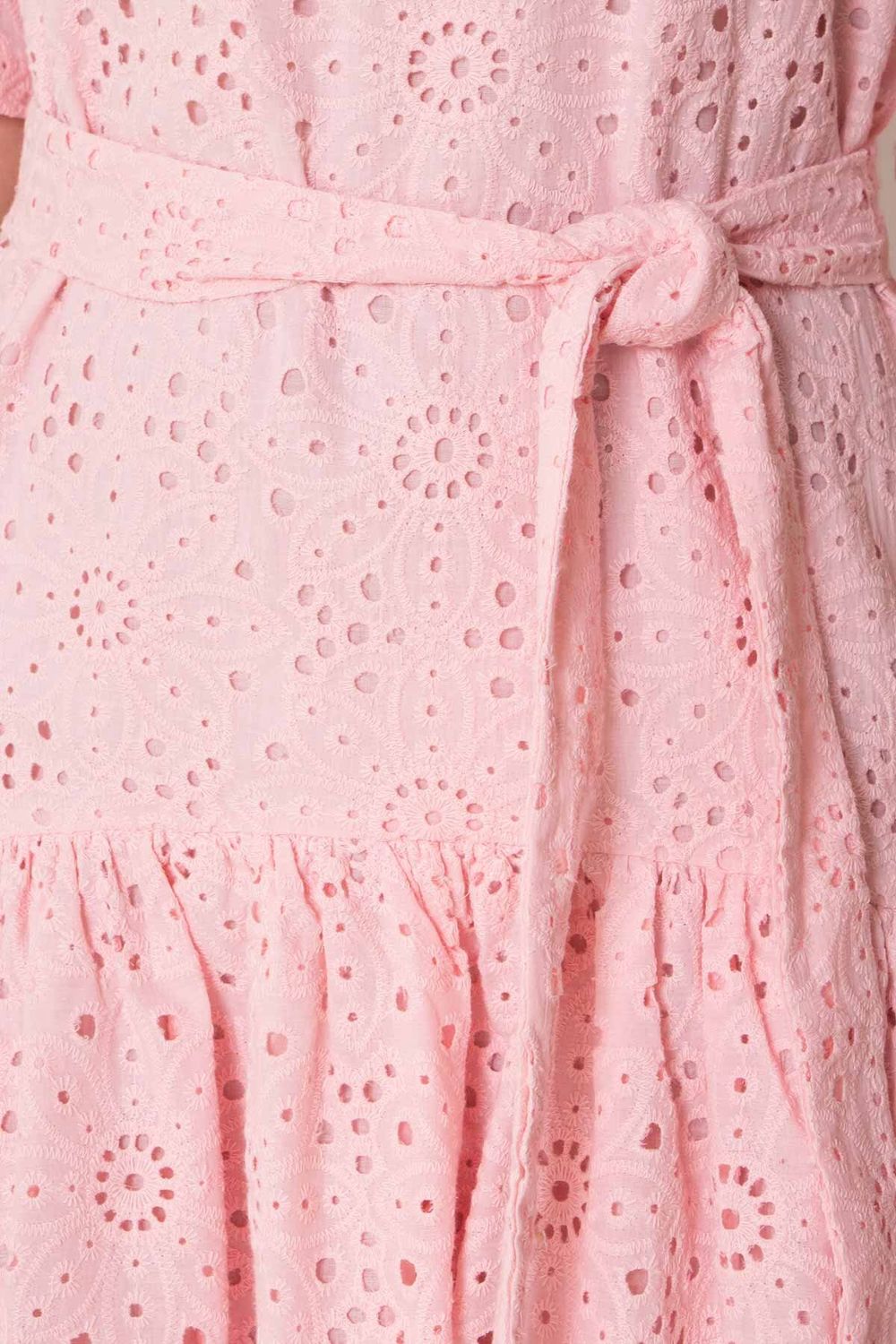 Вільне літнє плаття оверсайз бавовняне з прошви рожеве - фото