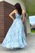 Элегантное длинное платье на запах с принтом голубое, S(44)