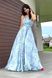 Элегантное длинное платье на запах с принтом голубое, S(44)