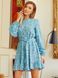 Коротка лляна сукня з квітковим принтом блакитне, XL(50)