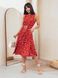 Красное летнее платье миди с цветочным принтом, 52