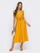 Льняна сукня міді на літо зі спідницею-сонце жовта, S(44)