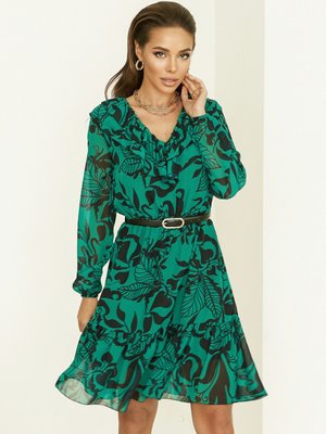 Весеннее шифоновое платье зеленого цвета - фото