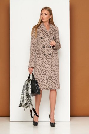 Женское демисезонное пальто с леопардовым принтом - фото