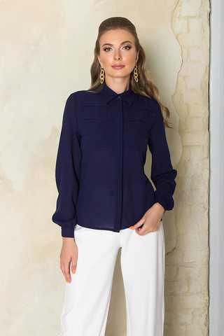 Модная синяя блузка из креп-шифона