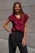 Жіноча шовкова блузка бордового кольору, L(48)
