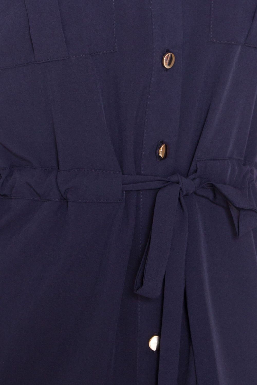 Літнє плаття-сорочка з коротким рукавом темно-синє - фото