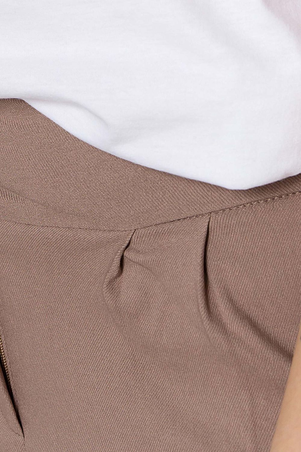 Жіночі брюки укорочені з високою талією бежеві - фото