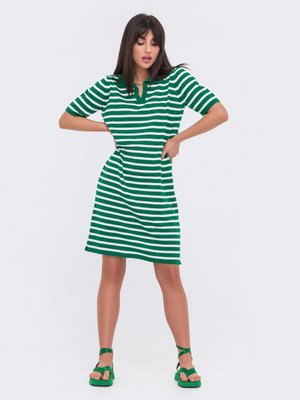 Літня сукня поло прямого крою зеленого кольору - фото