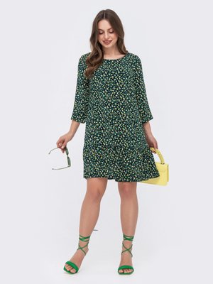 Літня сукня прямого крою з принтом зелена - фото
