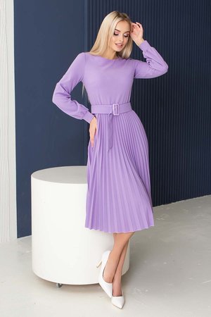 Елегантна сукня міді з плісированою спідницею - фото