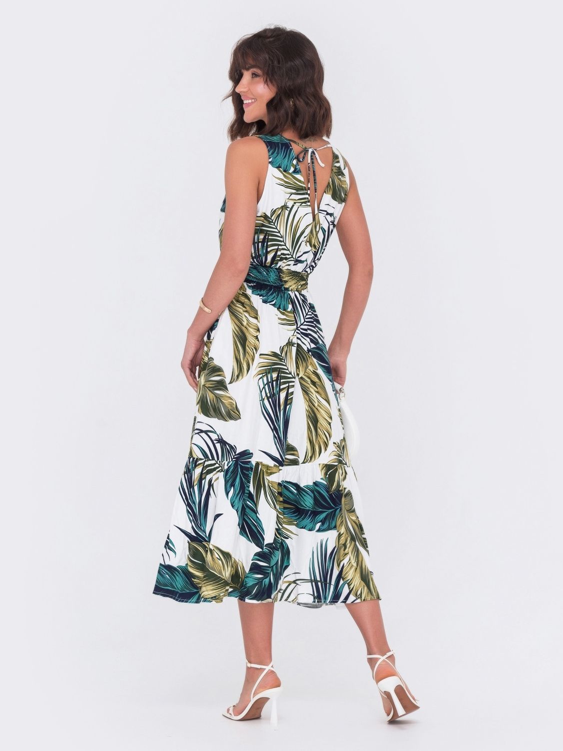 Літня сукня міді з принтом - фото