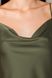 Жіноче плаття-комбінація шовкове в білизняному стилі хакі, S(44)