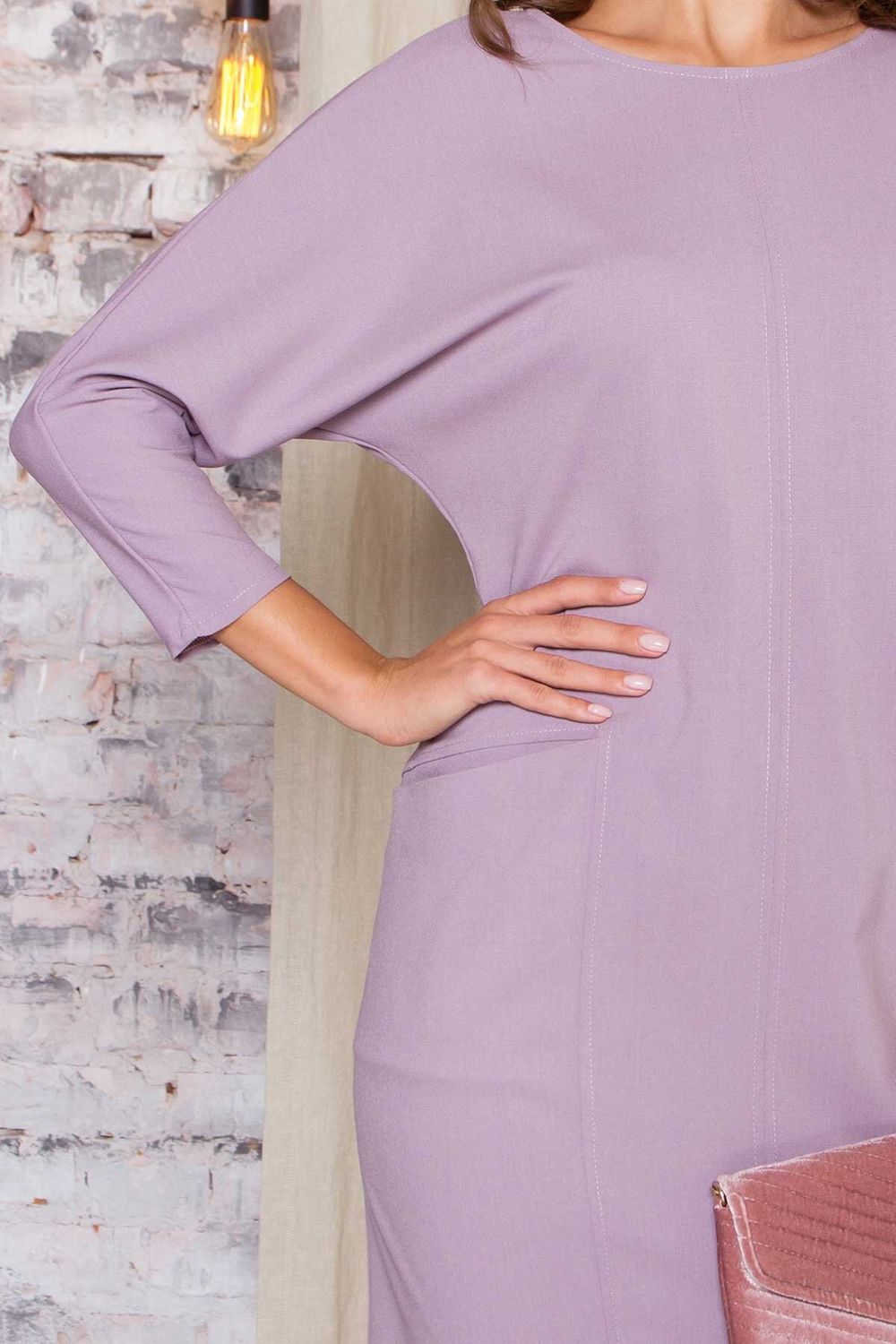 Офісне плаття міні фіолетового кольору - фото