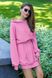 Спортивное платье с капюшоном оверсайз розовое, L(48)