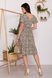 Летнее приталенное платье миди с цветочным принтом хаки, XL(50)