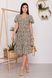 Літнє приталене плаття міді з квітковим принтом хакі, XL(50)