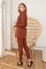 Жіночий брючний костюм двійка в смужку коричневий, L(48)