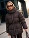 Зимова подовжена куртка з капюшоном, коричнева, 48-50