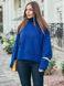 Женский свитер в стиле оверсайз синего цвета, 44-50