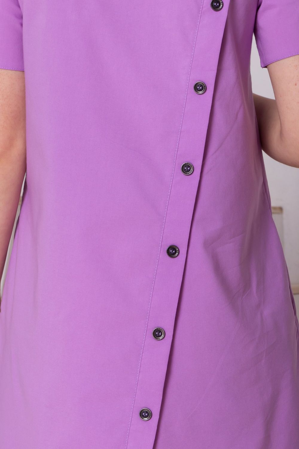 Стильное летнее платье трапеция фиолетовое - фото
