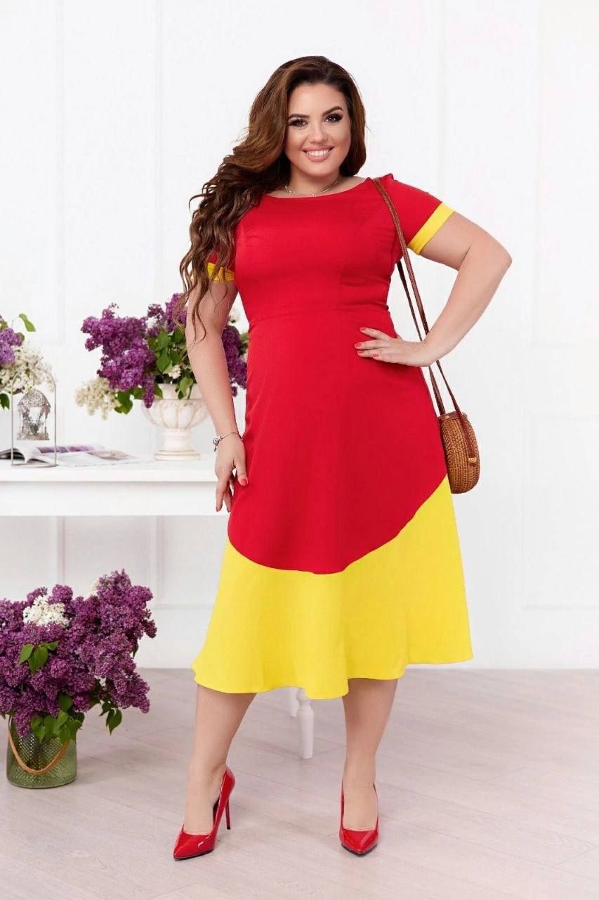 Літня сукня великих розмірів червоного кольору - фото